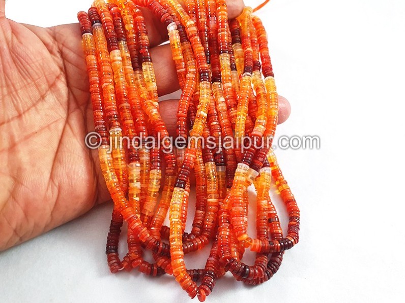 Fire Opal Smooth Tyre Shape Small Beads