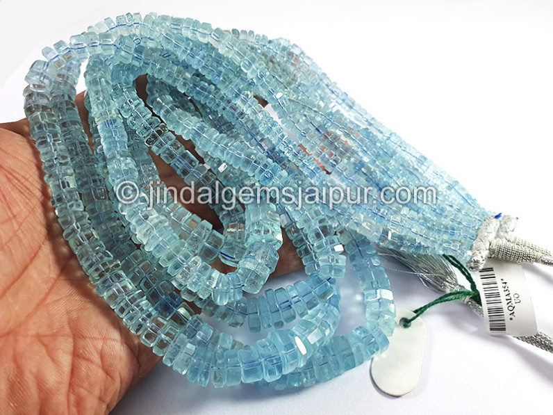 Aquamarine Step Cut Bolt Shape Beads