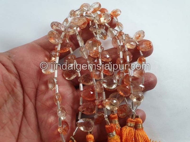 Sunstone Faceted Pear Beads