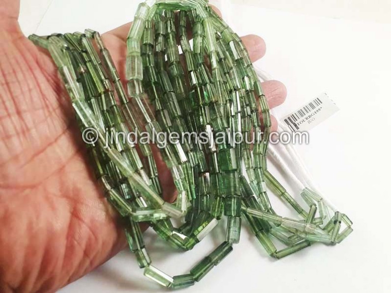 Bluish Green Tourmaline Pipe Shape Beads