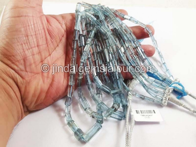 Santa Maria Moss Aquamarine Pipe Shape Beads