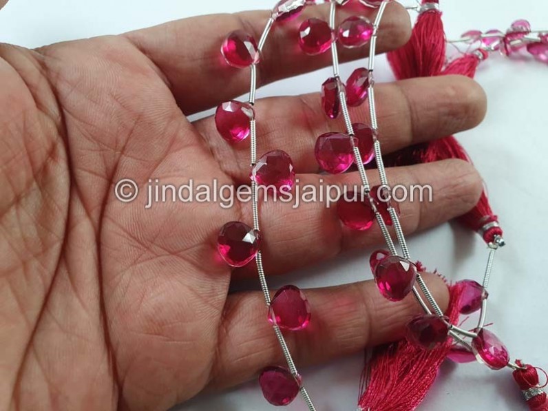 Rubellite Crystal Doublet Faceted Heart Beads