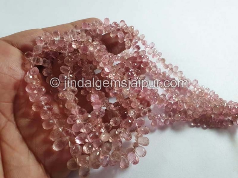 Light Pink Tourmaline Faceted Drops Beads