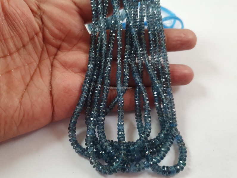 Teal Indigo Kyanite Faceted Roundelle Beads