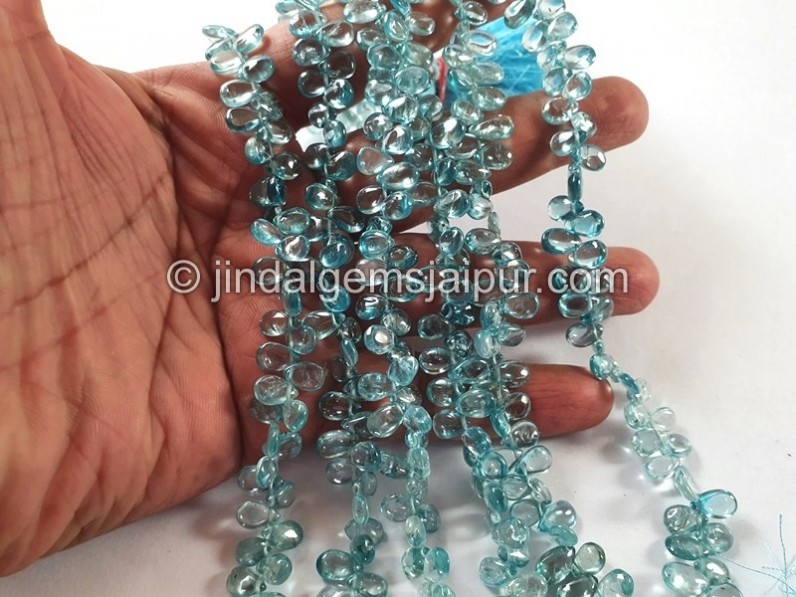 Blue Zircon Smooth Pear Shape Beads