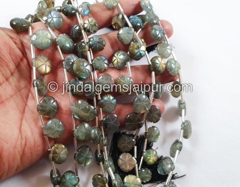 Labradorite Carved Heart Beads