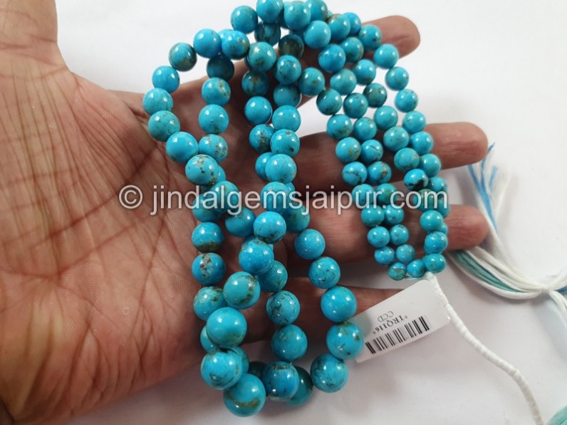 Golden Spiderweb Turquoise Smooth Round Ball Beads