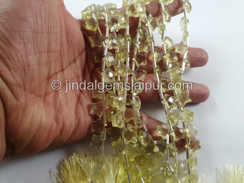 Lemon Quartz Faceted Star Beads