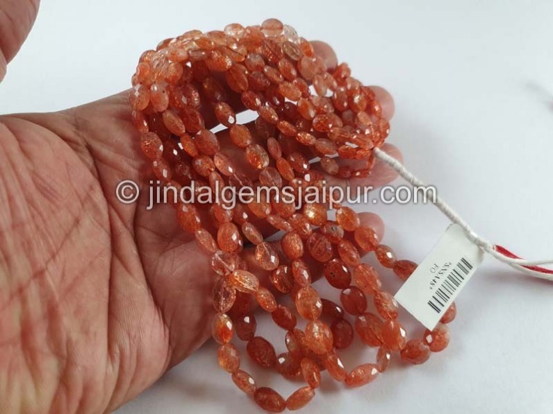 Sunstone Faceted Oval Beads