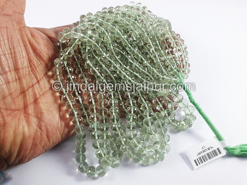 Green Amethyst Faceted Roundelle Shape Beads