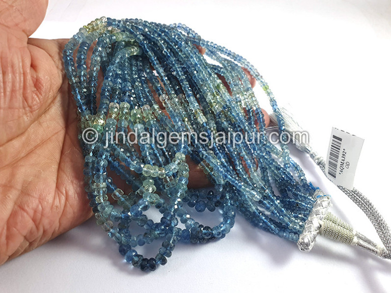 Santa Aquamarine Shaded Faceted Roundelle Shape Beads