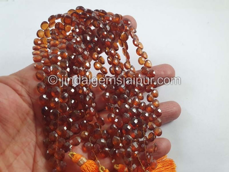 Spessartite Faceted Heart Beads