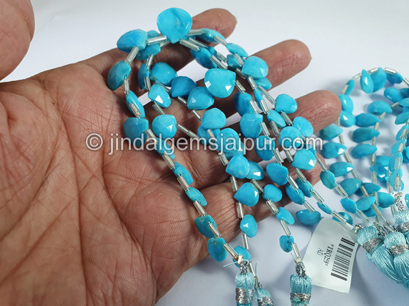 Turquoise Arizona Faceted Heart Shape Beads