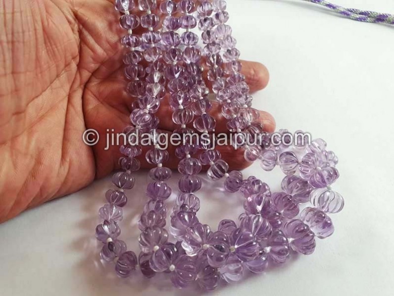 Pink Amethyst Carved Pumpkin Shape Beads