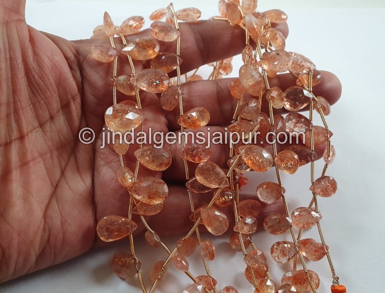 Sunstone Faceted Pear Beads