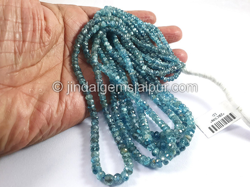 Blue Zircon Faceted Roundelle Shape Beads