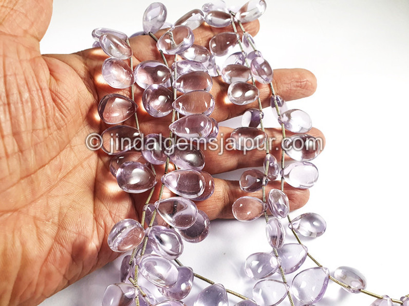 Pink Amethyst Smooth Pear Shape Small Beads