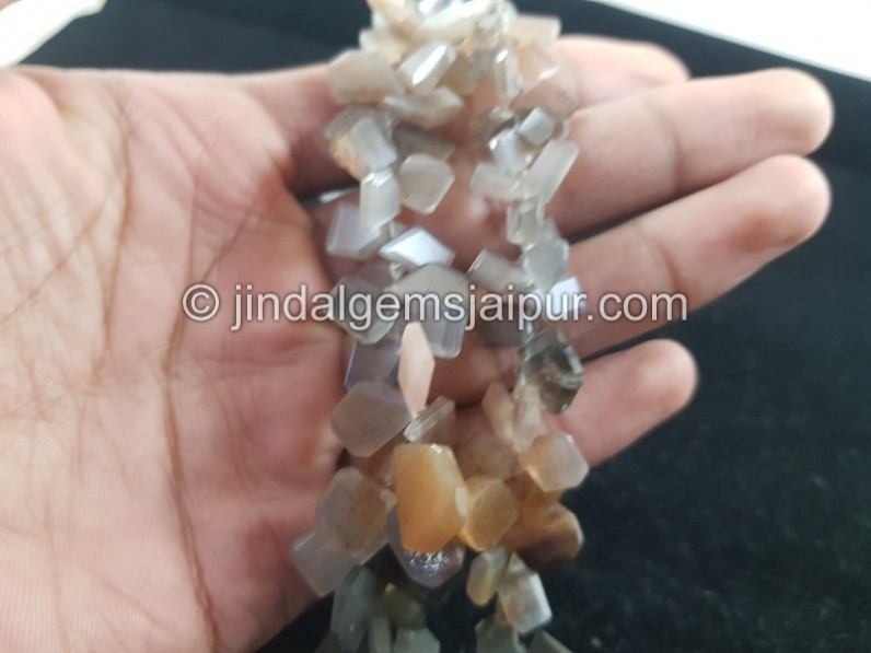 Multi Moonstone Flat Slice Cut Beads