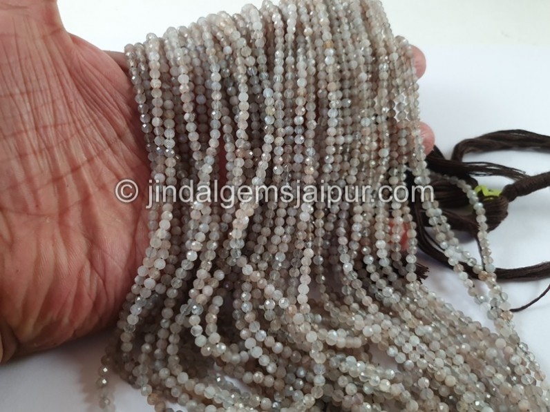 Grey Moonstone Faceted Round Beads