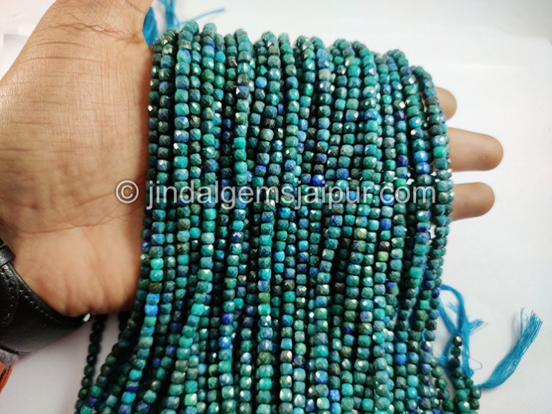 Chrysocolla Faceted Cube Shape Beads