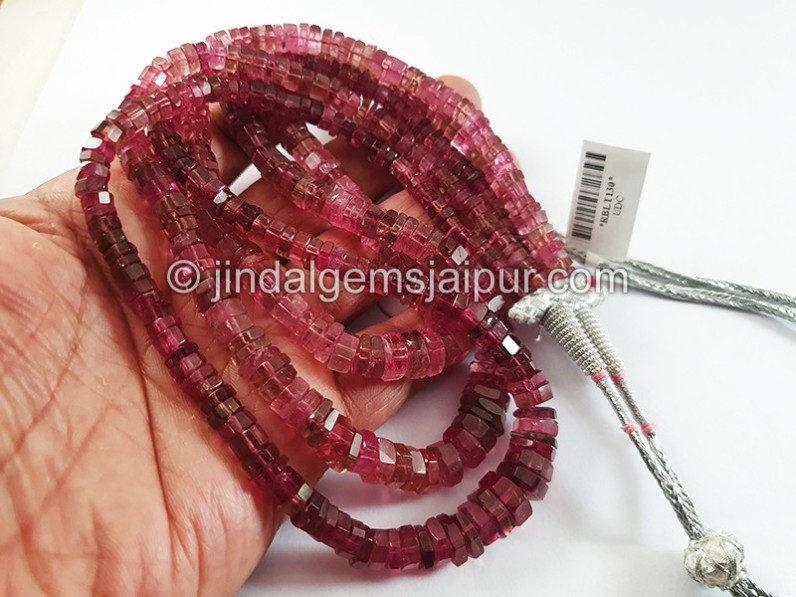 Rubellite Cut Bolt Shape Beads