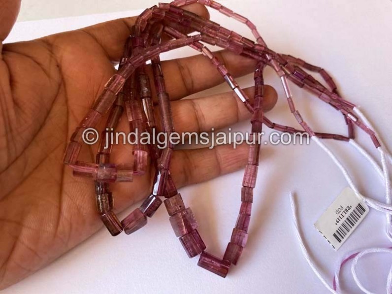 Rubellite Step Cut Pipe Shape Beads