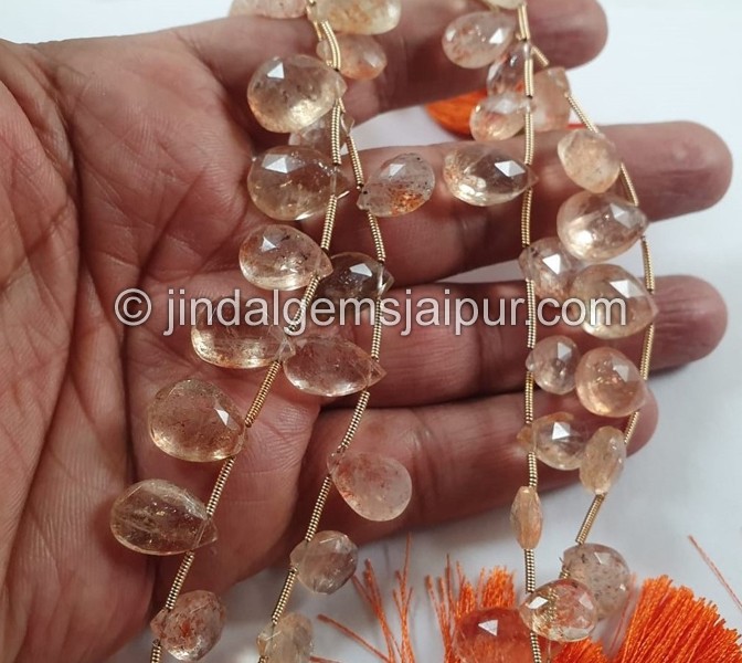 Sunstone Faceted Pear Beads