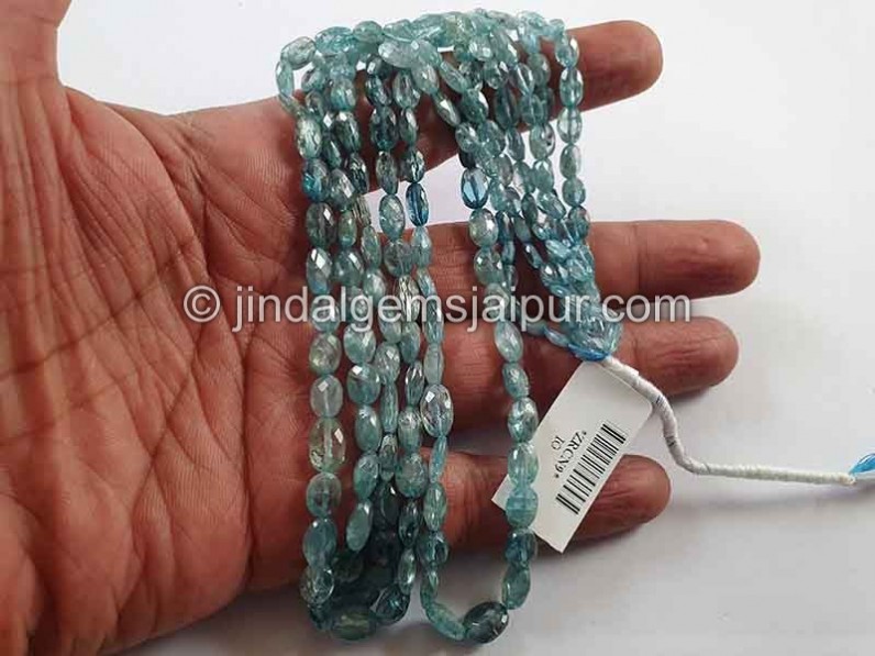 Natural Blue Zircon Shaded Faceted Oval Beads