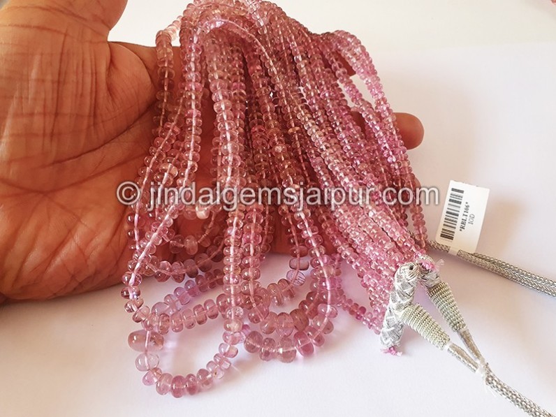 Baby Pink Tourmaline Smooth Roundelle Shape Beads