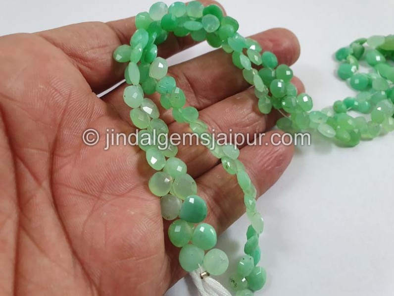 Chrysoprase Shaded Faceted Heart Beads