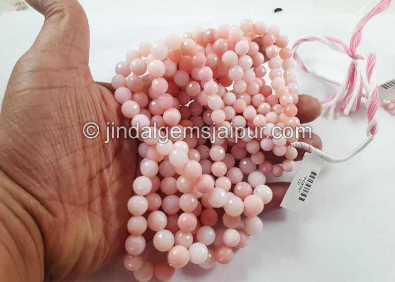 Pink Opal Faceted Round Balls Shape Beads