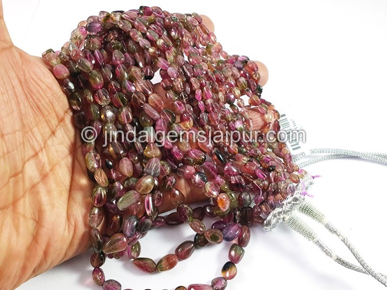 Bi Color Tourmaline Smooth Nuggets Shape Beads