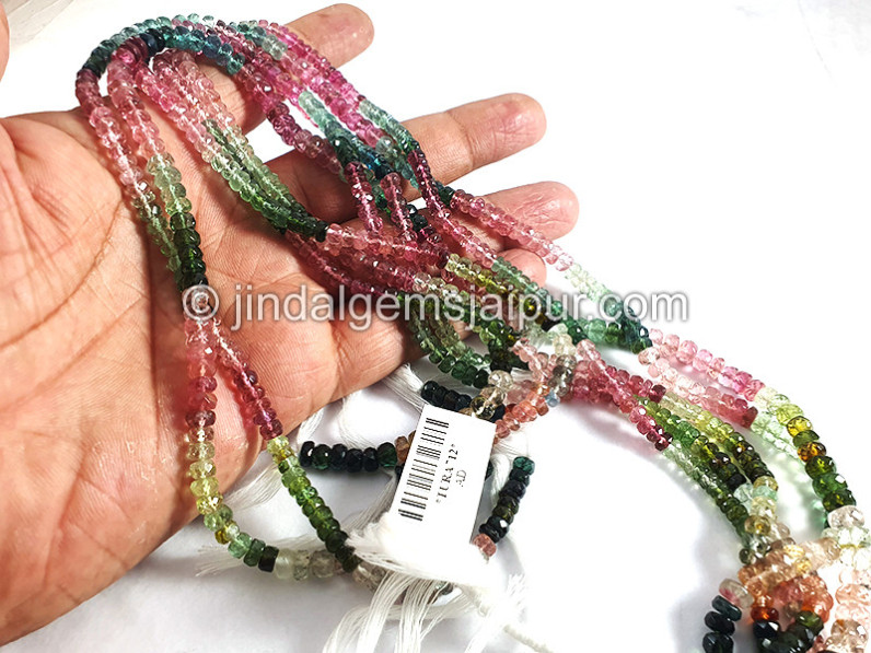 Tourmaline Faceted Roundelle Shape Big Beads