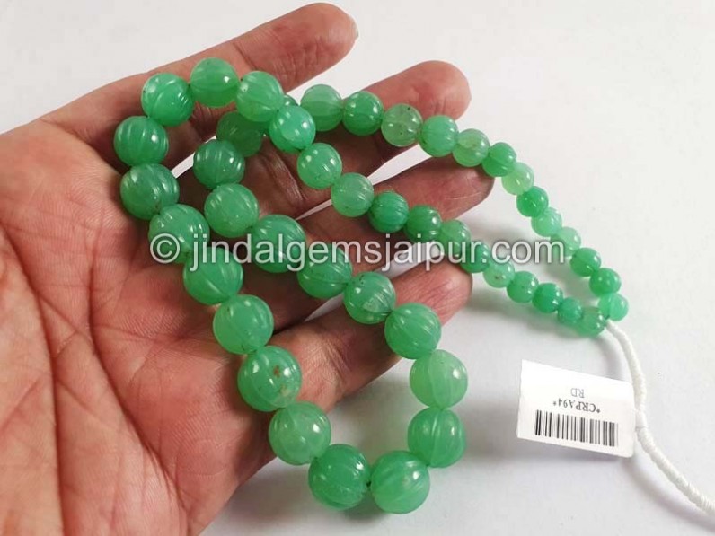 Chrysoprase Carved Pumpkin Balls Beads