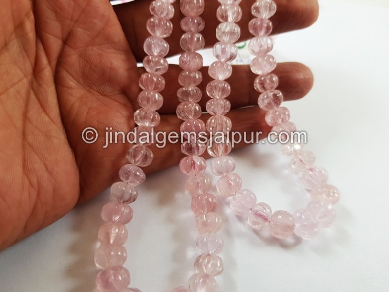 Pink Morganite Carved Pumpkin Beads