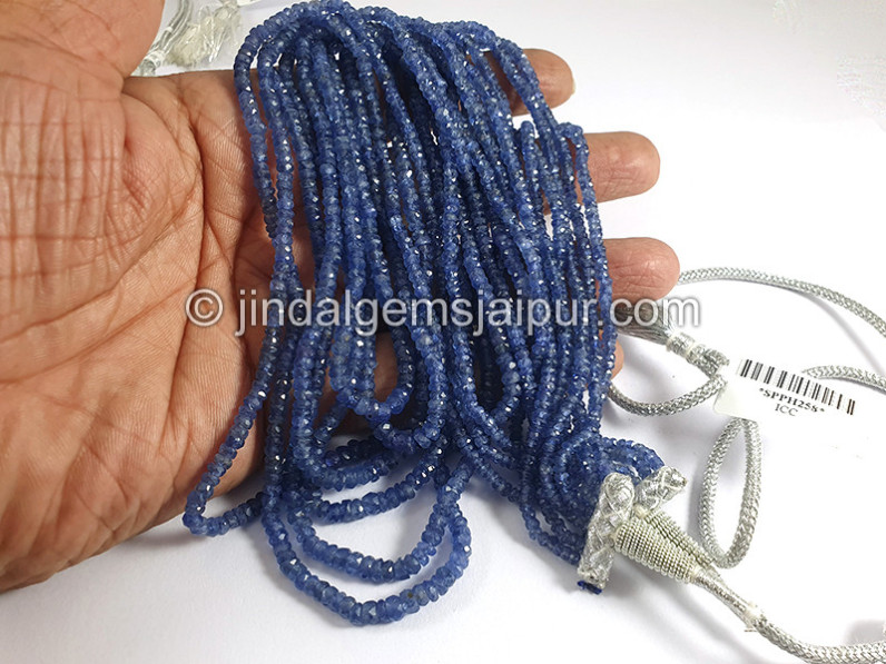 Blue Sapphire Burma Faceted Roundelle Shape Beads