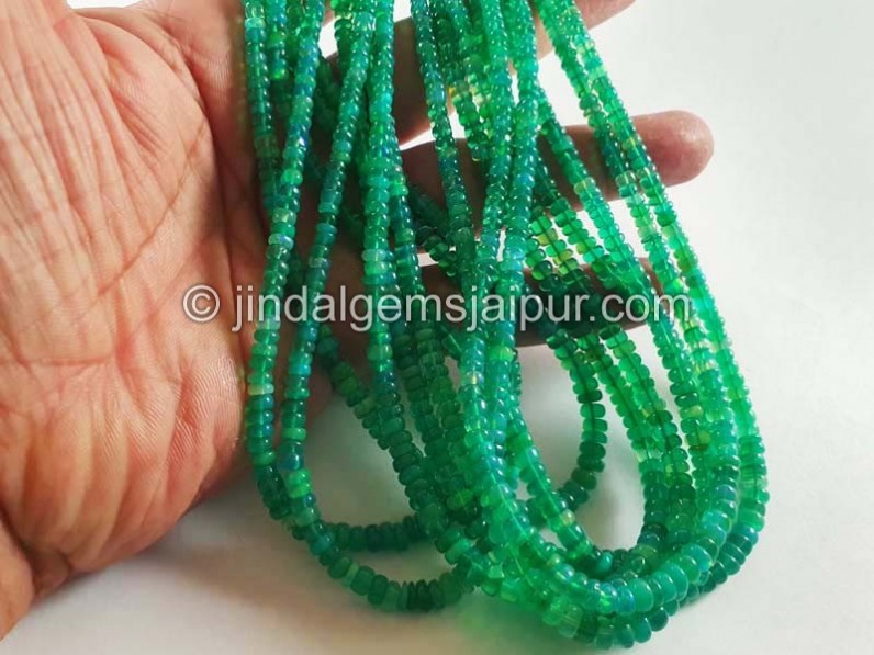 Green Ethiopian Opal Smooth Roundelle Beads