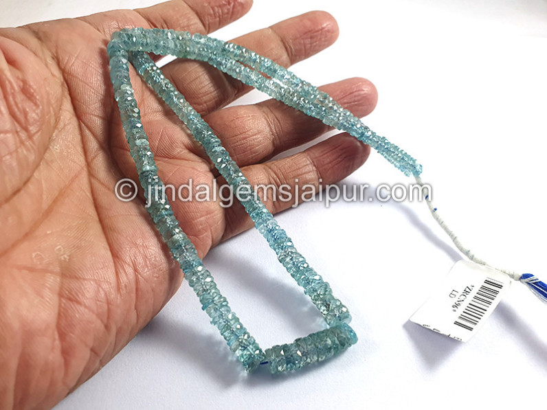 Blue Zircon Faceted Tyre Shape Beads