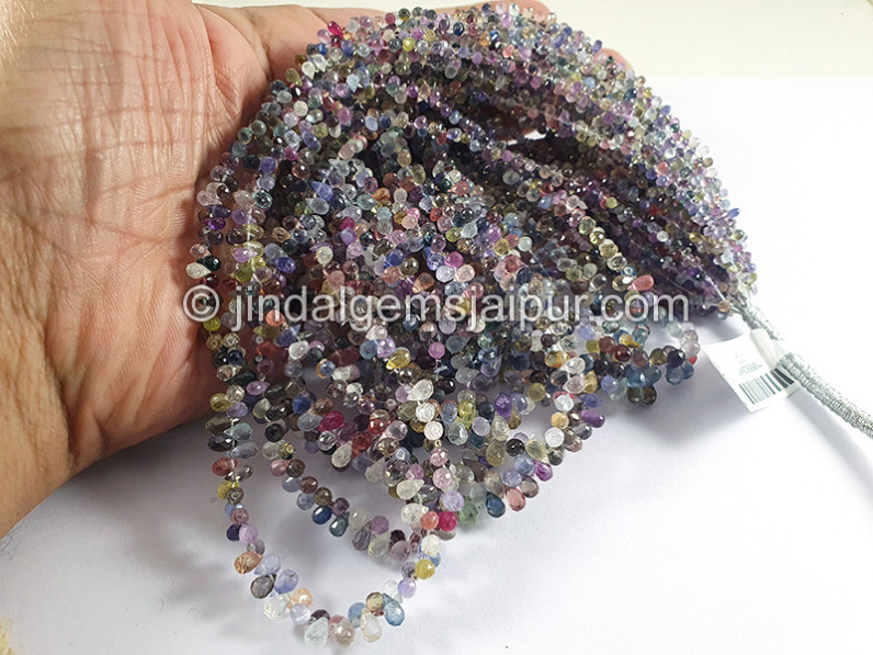 Multi Sapphire Faceted Drops Shape Beads