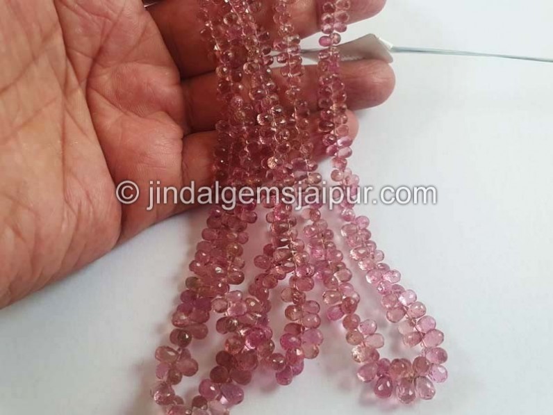 Deep Pink Tourmaline Faceted Drops Beads