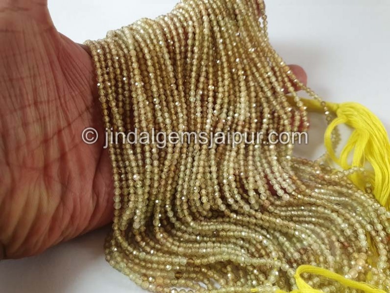 Natural Yellow Zircon Shaded Faceted Round Beads