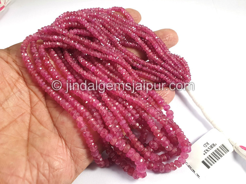 Ruby Faceted Roundelle Shape Beads