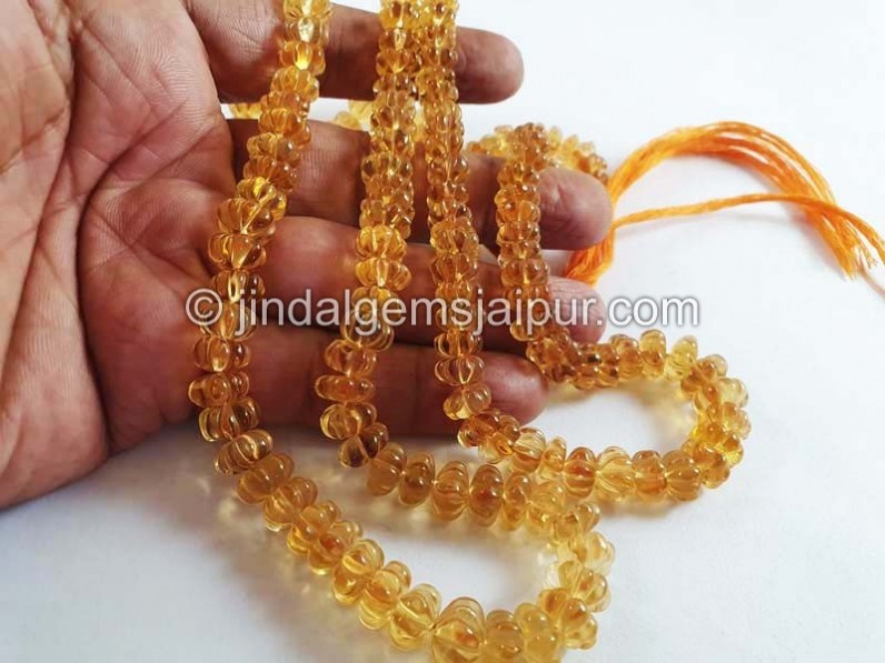 Citrine Carved Pumpkin Shape Beads