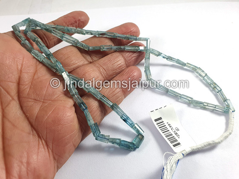 Blue Zircon Faceted Pipe Shape Beads