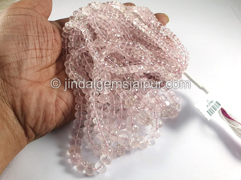 Pink Morganite Faceted Roundelle Shape Beads