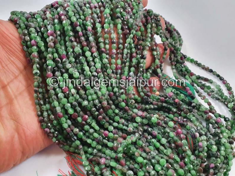 Ruby Zoisite Faceted Coin Beads