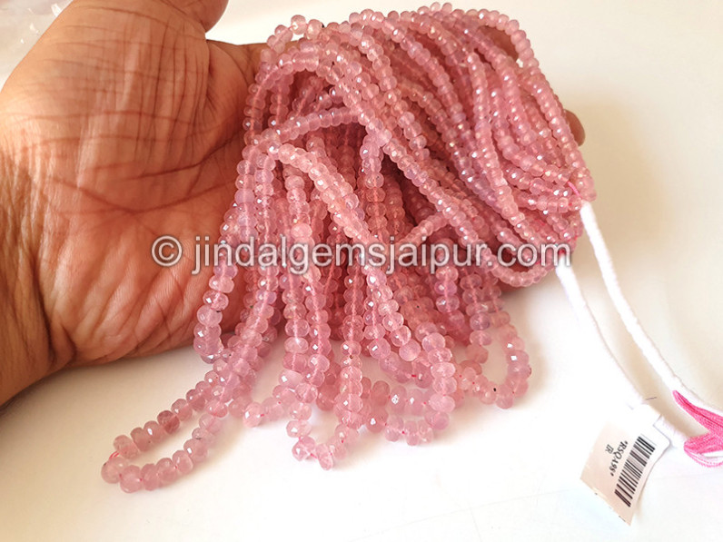 Rose Quartz Faceted Roundelle Shape Beads