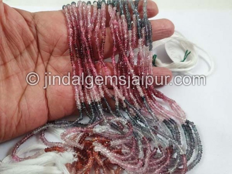 Multi Spinel Faceted Roundelle Shape Beads