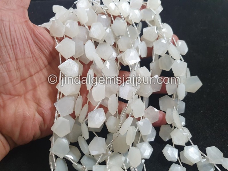 White Moonstone Faceted Pentagon Beads