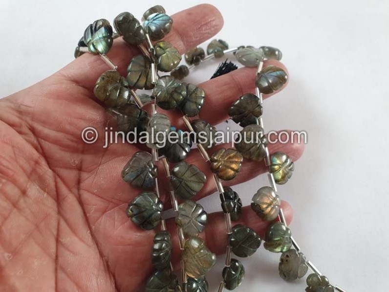 Labradorite Carved Maple Leaf Beads